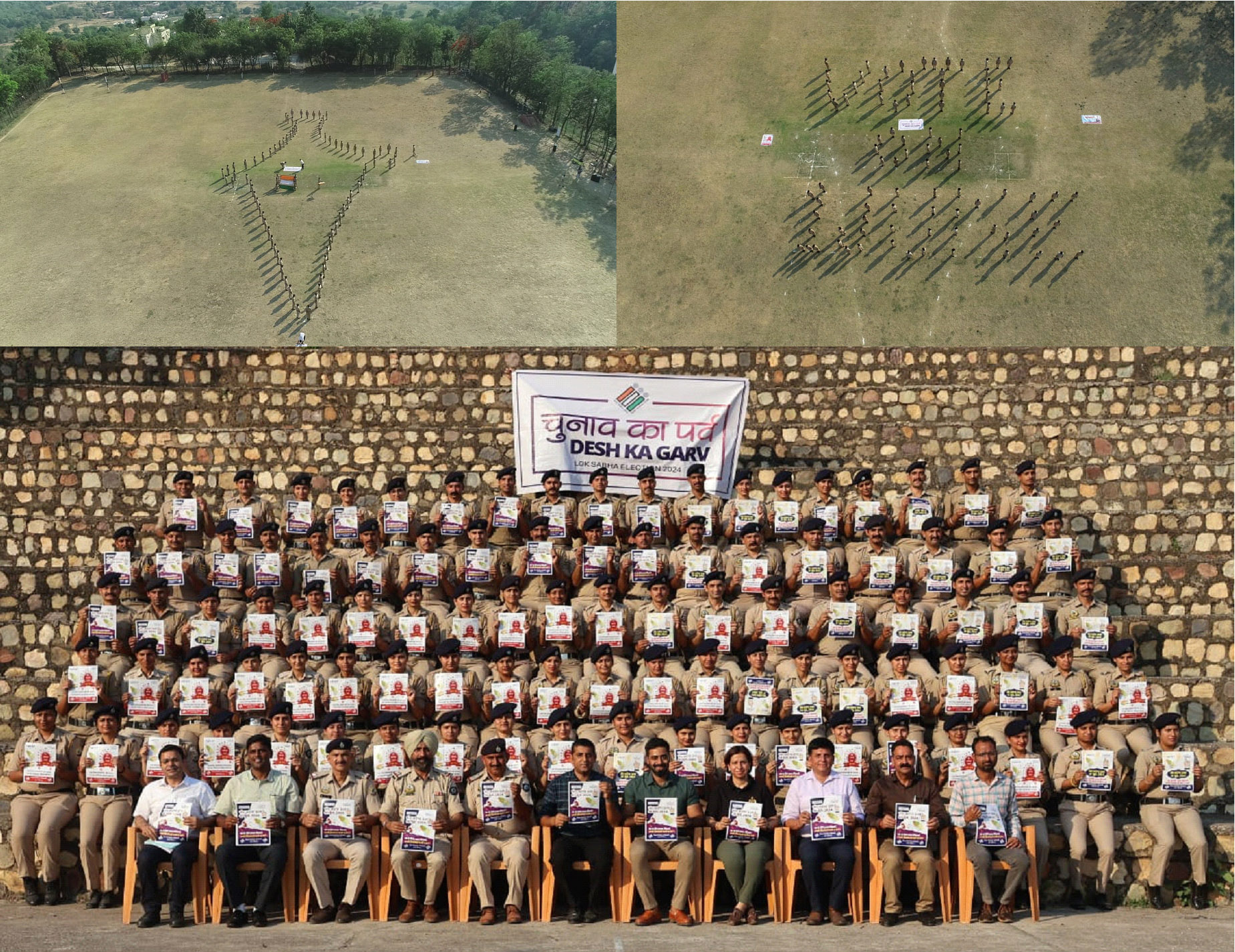Voter awareness message given by forming a human chain